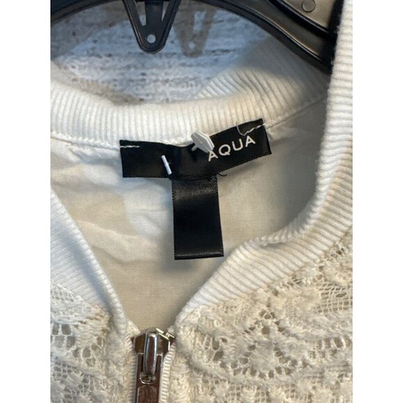 Aqua Lace Bomber Jacket In Ivory Size M - Picture 2 of 3